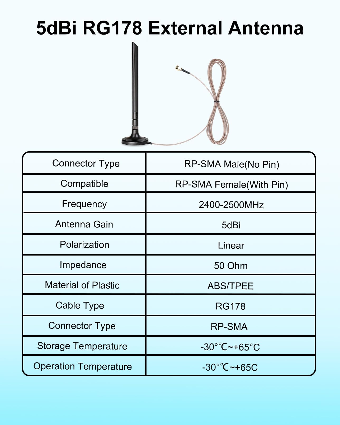 Antenne d'extension de caméra sans fil avec câble de 3 m, antenne SMA externe avec base magnétique, conçue pour aider à améliorer la réception du signal, compatible avec caméra sans fil (caméra non