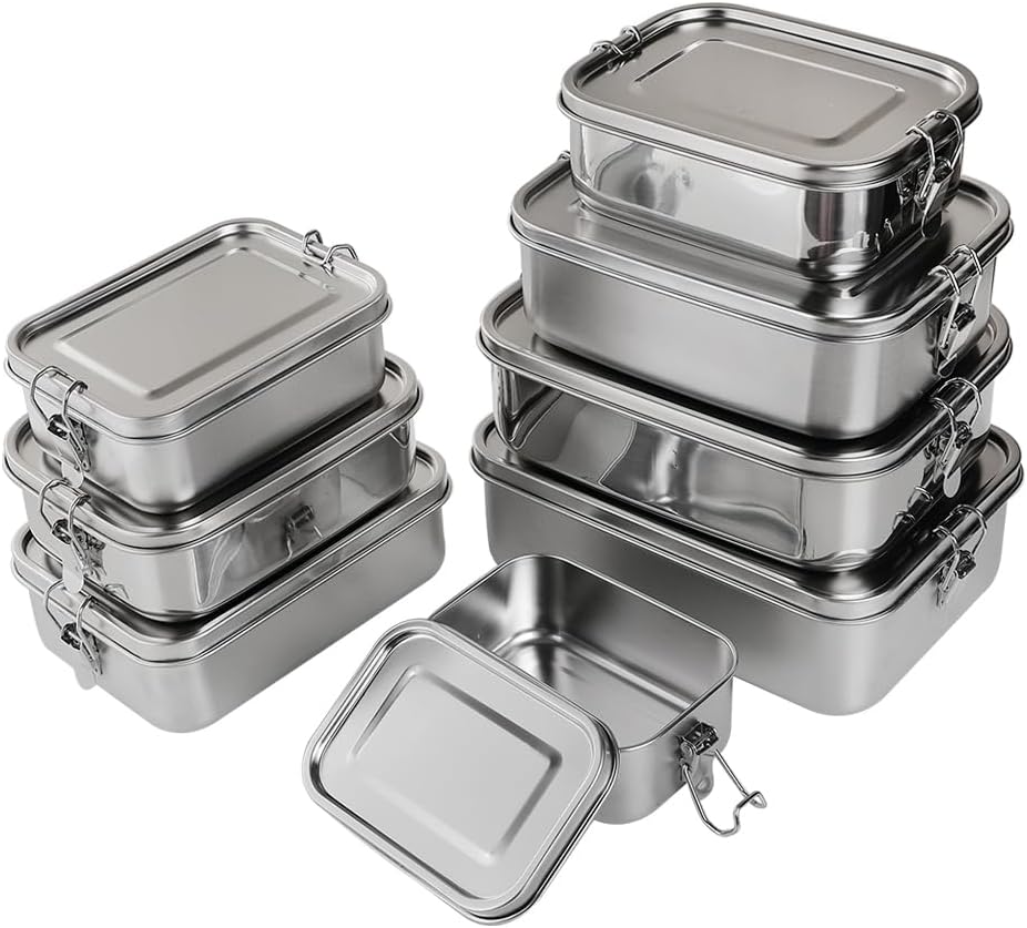 3-Pack 550ml (18.6 oz) Stainless Steel Bento Lunch Box Containers with Lids - Waterproof Metal Food Storage - Snack Prep Trays and Tiffin Carriers - Image 4