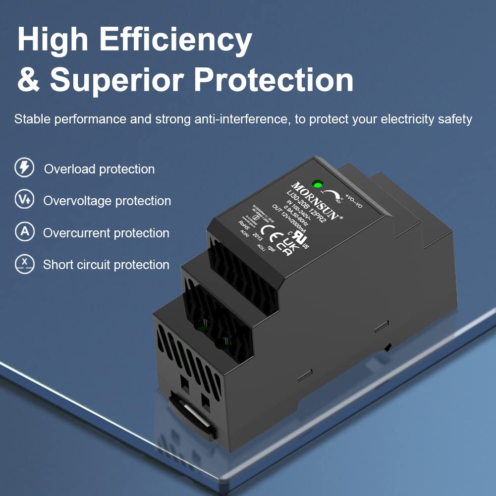 Bardzo cienki zasilacz na szynie DIN 4SU w kształcie kroku, wyjście 30 W, 12 V 2 A, wbudowany aktywny PFC, regulacja napięcia, zasilacz AC DC do montażu na szynie DIN, temperatura ok