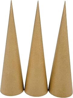 Fancyes 3 Pcs Paper Mache Cones Open Bottom, Thick Cardboard Craft Cones, Imaginative Cardboard Cones for DIY Art Projects, Christmas Tree and Hats, Halloween Decorations, 35cm