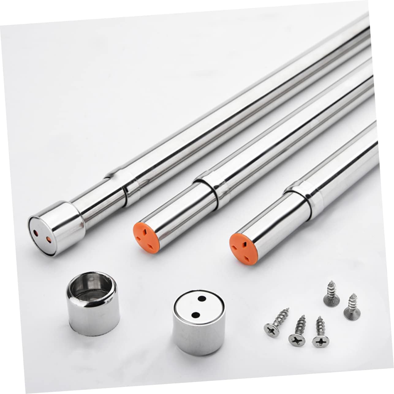 Stainless Steel Adjustable Telescopic Closet Pole Thickened Wardrobe Hanging Rod for Home Use Silver Easy Installation Design for Clothing Storage