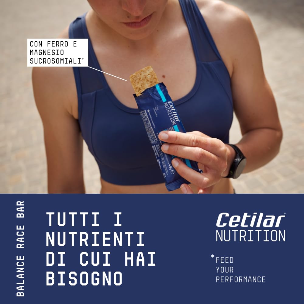 Balance Race Bar Mix, 8 Barrette energetico-proteiche da 40 gr cad., 4 gusti assortiti, formula bilanciata, con Ferro e Magnesio Sucrosomiali®, Energia durante l'allenamento, Cetilar Nutrition