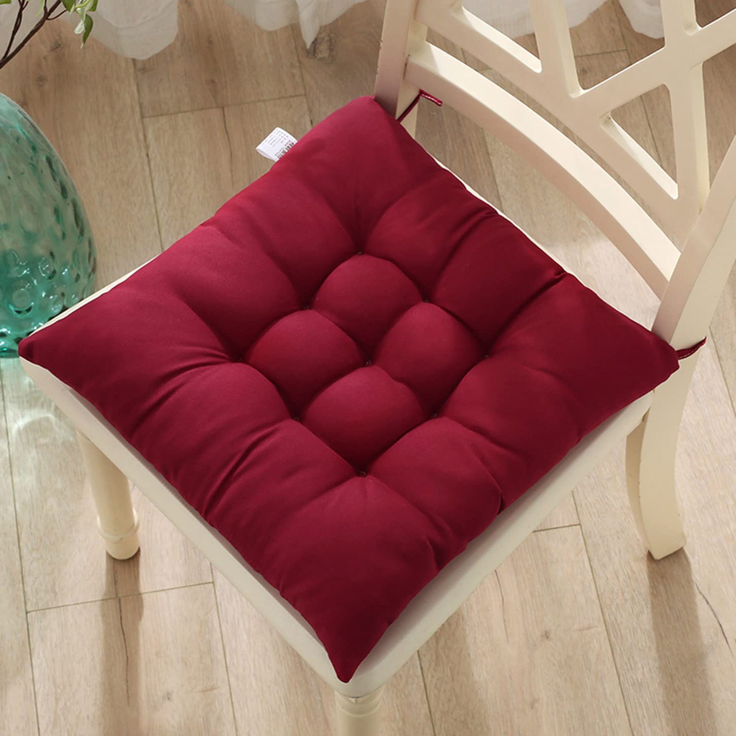 ping bu Pack of 2/4 Seat Pads Chair Cushion,40/45CM Dining Chair Seat Cushion with Ties,Soft Chair Pads Cushions for Garden Office Home (4PCS-40X40CM,Red)
