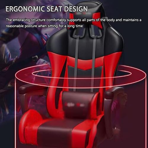Miniatura 11 de Silla de juego con reposapiés de 90° a 145° en ángulo grande, silla de gamer, silla ergonómica de carreras con abrazo, carga de 330.7 libras (color