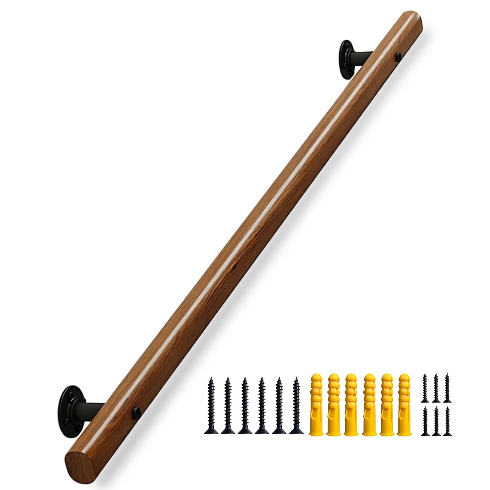 Dmchengma One Color Staircase Handrail, Solid Wood Stair Banister Safety Hand Rail Support Handle, Railings For Stairs Indoor Outdoor(6.6Ft/200Cm)