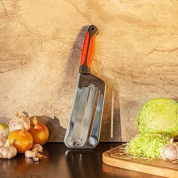 Image of Stainless Steel Cabbage Slicer | Double Blade Vegetable Shredder Cutter | Manual Sabzi Cutter for Cabbage, Carrot, Salad | Kitchen Grater & Slicer Tool for Coleslaw & Sauerkraut
