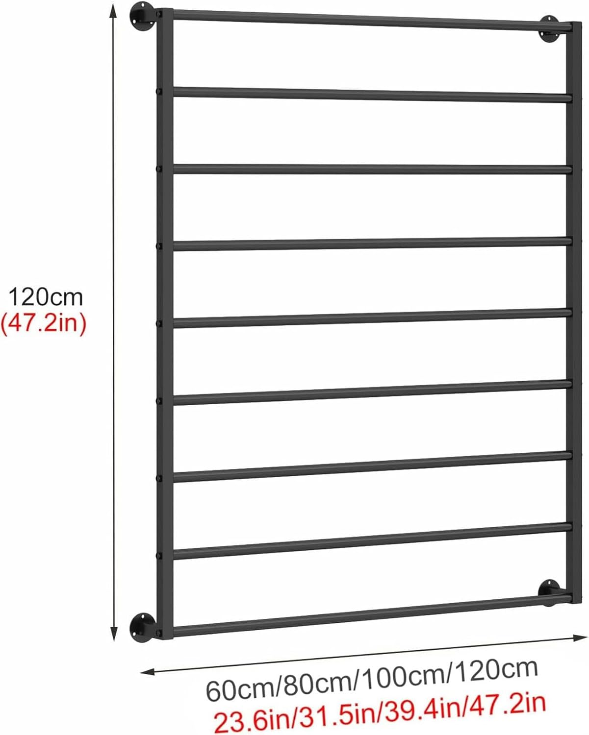 Wall Mounted Metal Scarf Rack Stand, Modern 10 Tier Hijab Holder Organizer with Removable Crossbar, Clothing Store/House, Space Saver~/