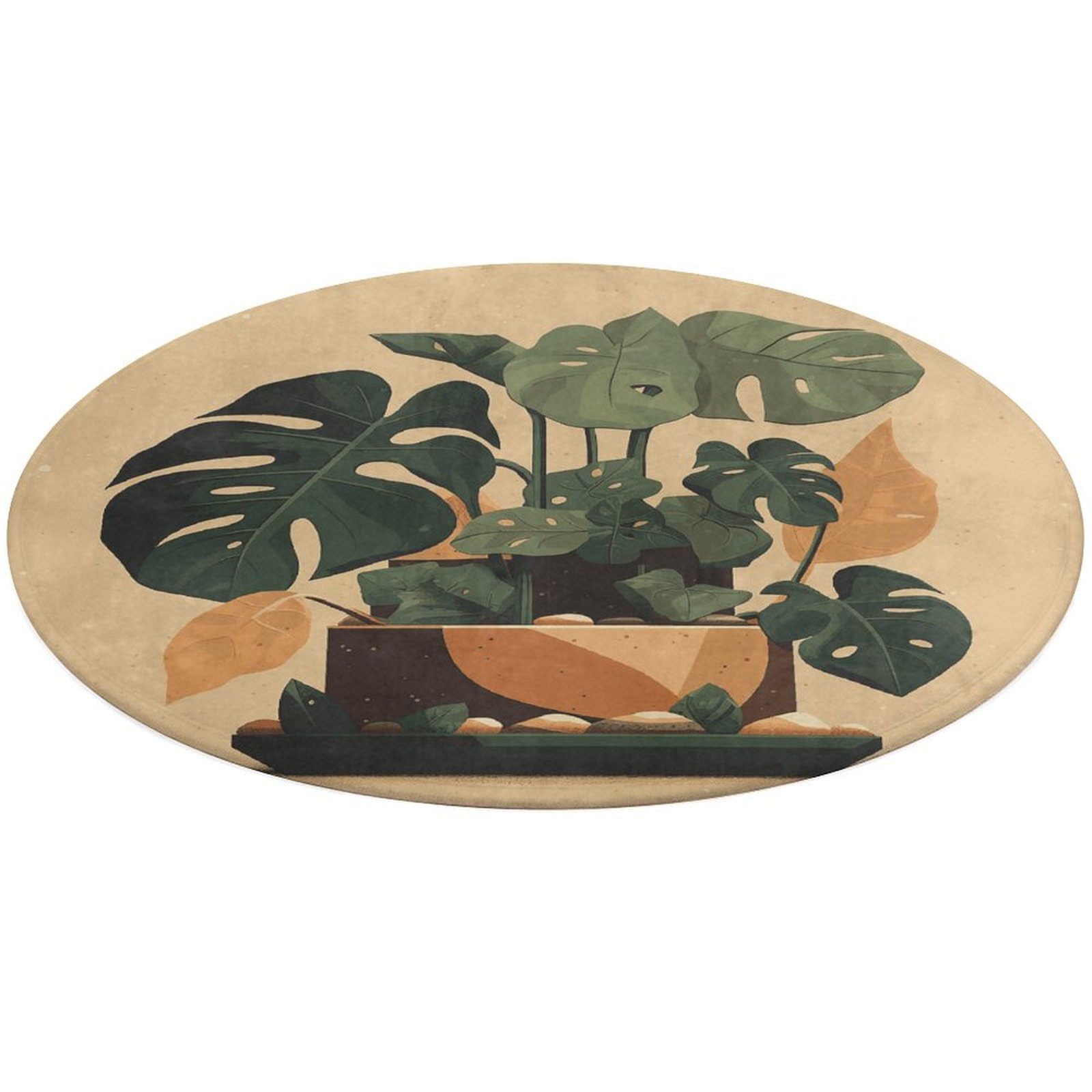 Alfombra gris Monstera antideslizante para evitar suelos fríos en cocina y baños pequeños