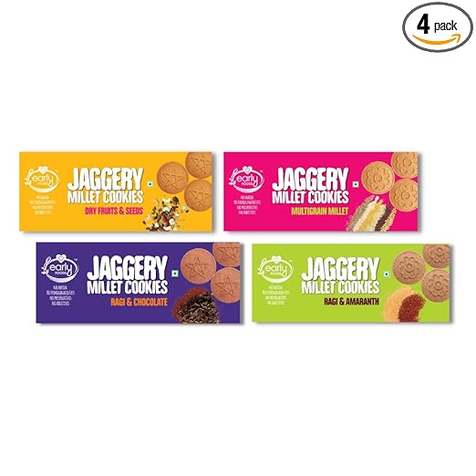 Early Foods Assorted - Ragi, Dry Fruit,multigrain ragi Choco, amarnth Cookies Pack of 4 , 600 g
