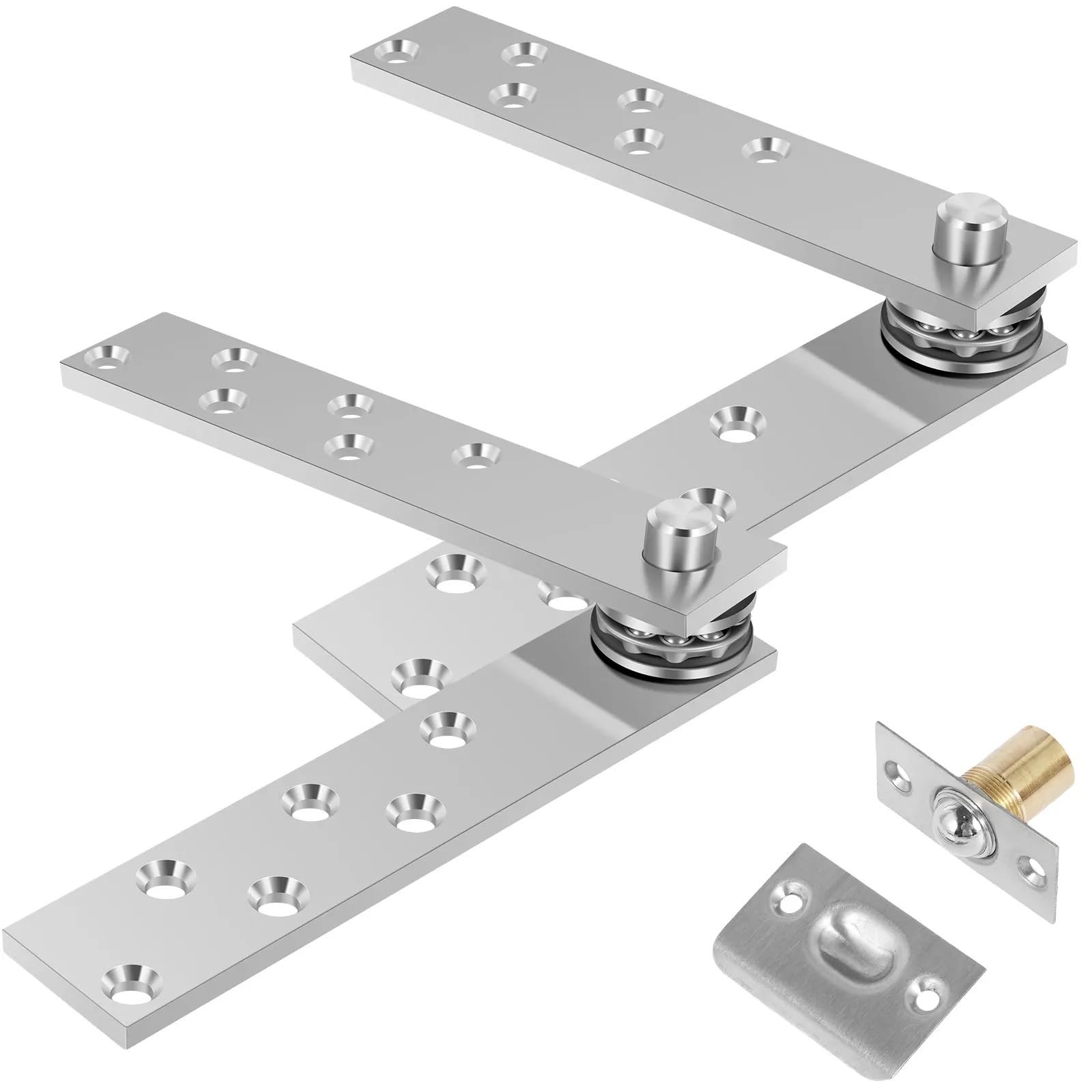 AUNANGLJSCS Heavy Duty Hinges 201 Stainless Steel Door Pivot 300lbs Load-Bearing Stable Hidden Hinge Hardware Cabinet