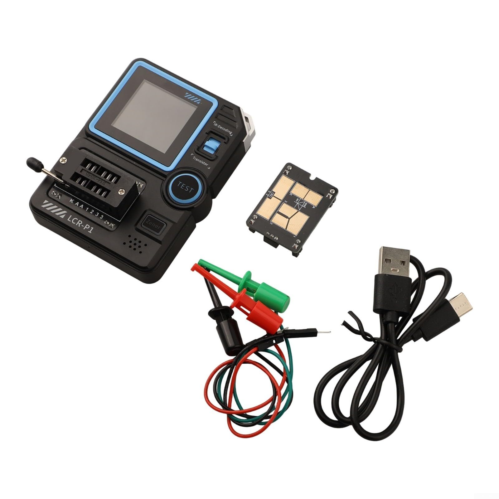 Probador de transistores digitales, LCR-P1 Probador de transistor Diodo Triodo Capacitancia Resistencia Medidor LCR ESR Medidor de condensador de triodo de diodo Probador de inductancia