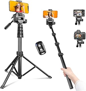 Torjim 67" Phone Tripod & Camera Stand, Detachable Monopod Selfie Stick Tripod for iphone/Android/Sport Camera, 𝗦𝘁𝘂𝗿𝗱𝘆 & 𝗣𝗼𝗿𝘁𝗮𝗯𝗹𝗲 iPhone Tripod Stand Perfect for Video Recording/Vlogging