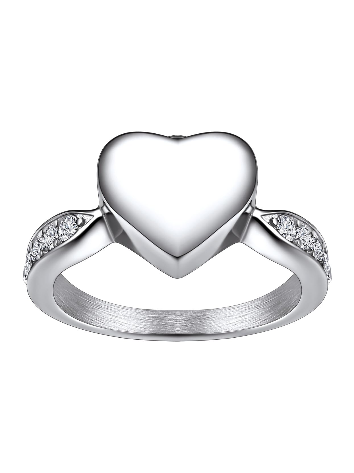 Stainless Steel Heart/Claddagh Cremation Urn Ring for Ashes for Women Waterproof Locket Rings Memorial Jewelry(with Gift Box)