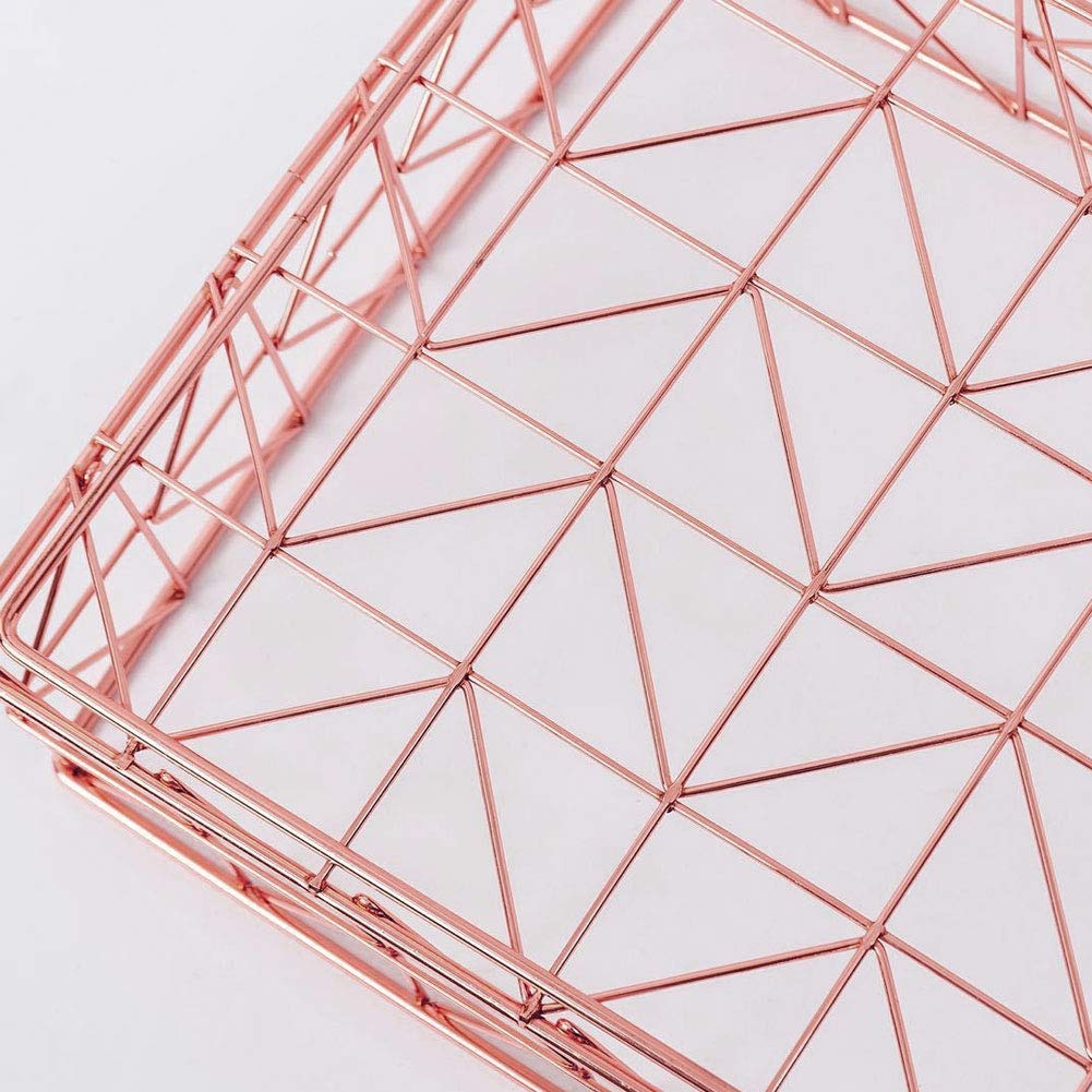 Cartellina Portadocumenti a 4 Ripiani, Vassoi di Archivio per Ufficio Documento Lettera Porta Carta Scaffale Scaffale Filo Metallico Impilabile, Design Chic (1 Set/4 Pezzi),Rose gold
