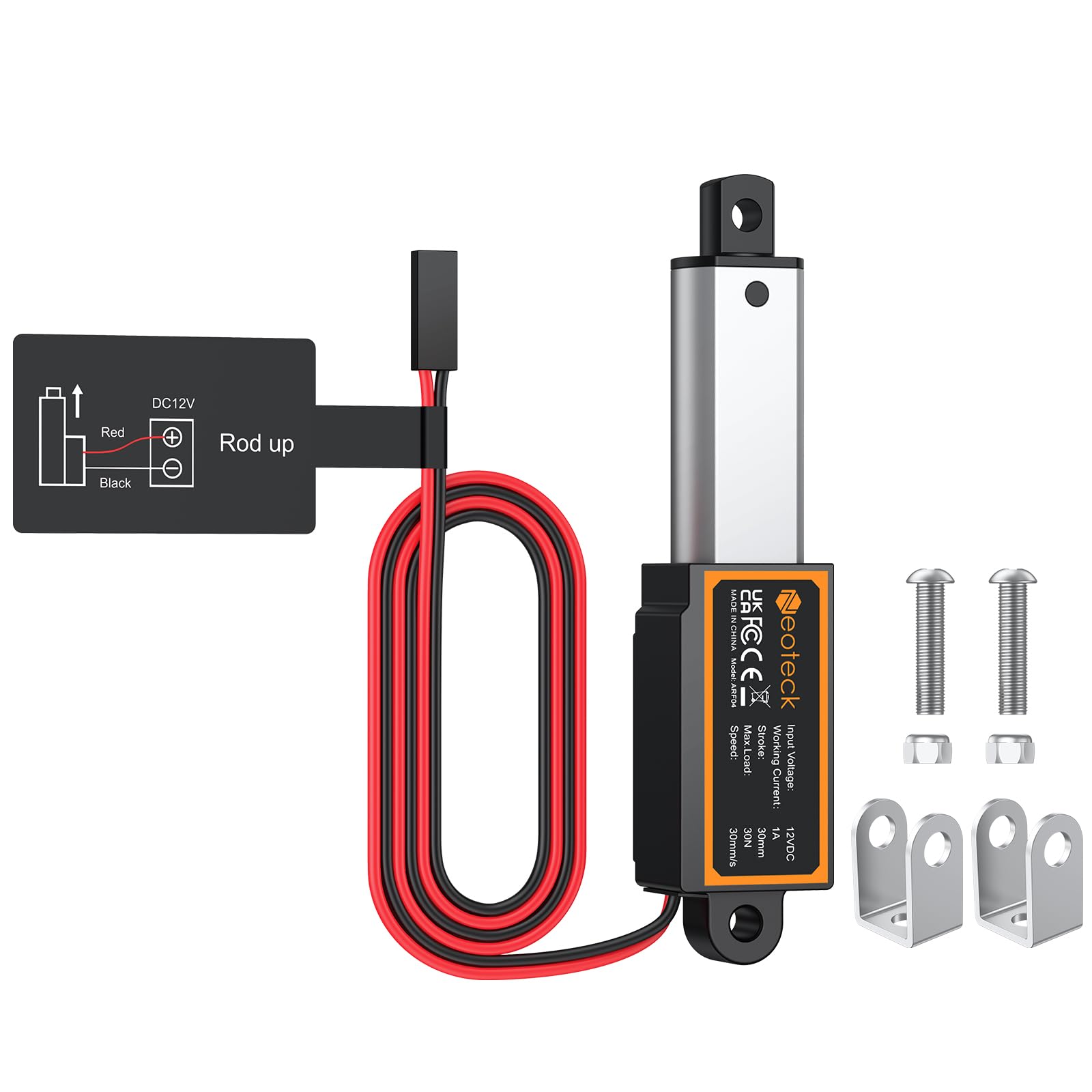 Neoteck 1.2 in Stroke 12V Linear Actuator Offers 30N/6.7LBS,30mm/s Speed