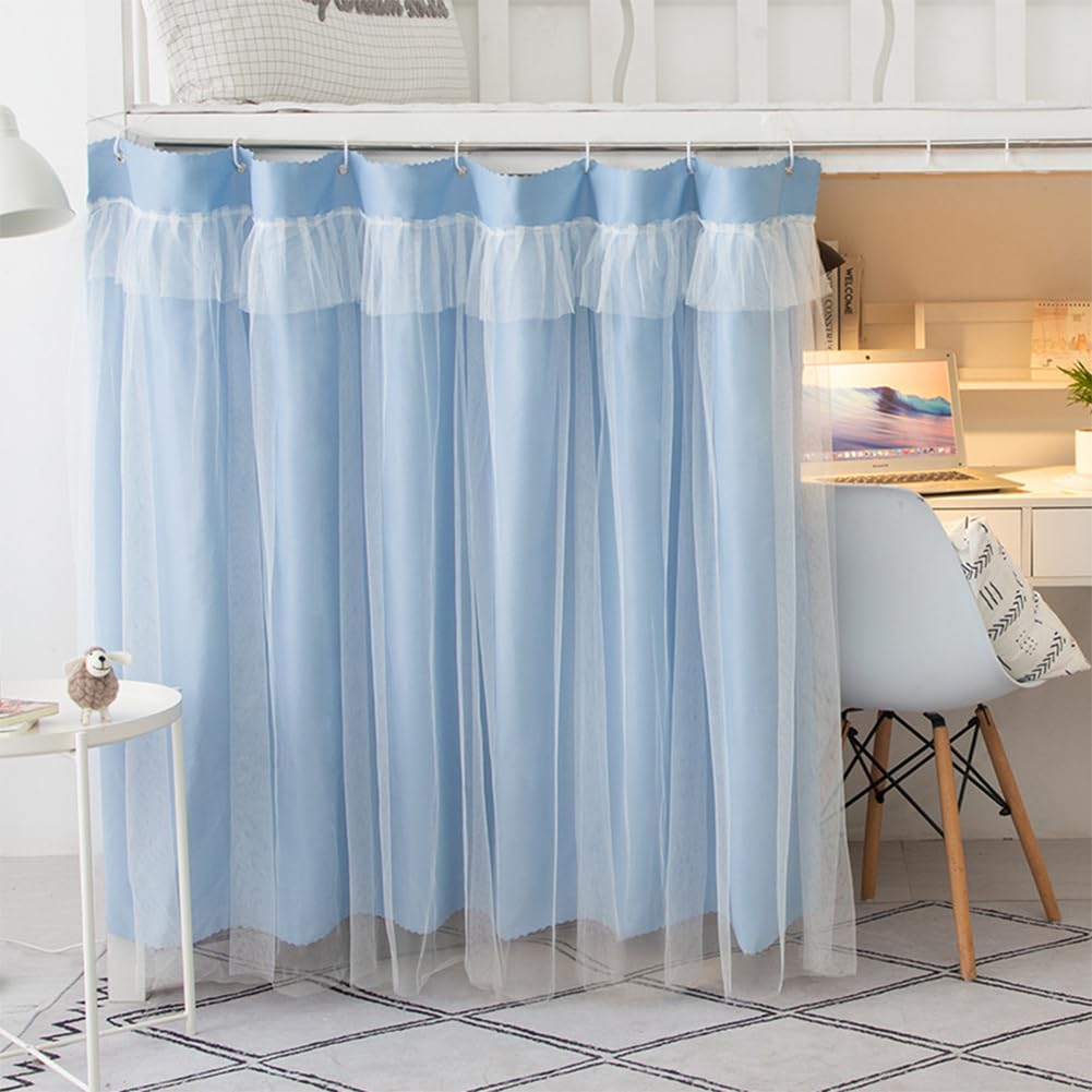 Student Dormitory Bunk Blackout Bed Curtain Privacy Dustproof Mosquito Beds Curtains Mosquito Protection Canopy Net Moveable Curtain Shading Nets for Single Bed Bottom and Top 1.5 x 2m (Blue)