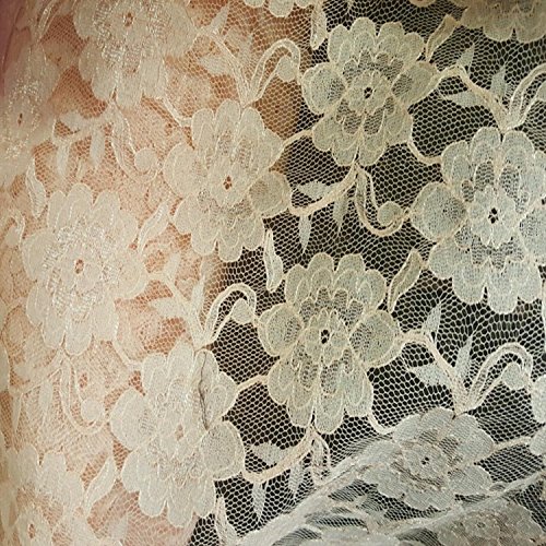 5 Yard Bulk Lot of Peach Chantilly Lace Fabric Non Stretch with Edging 57