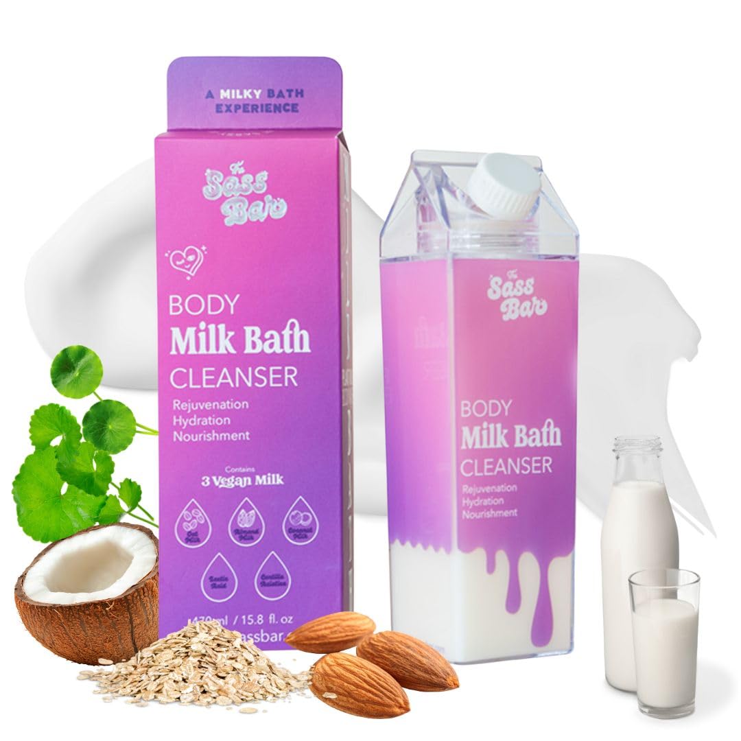 The Sass Bar Dusk Exfoliating Bodywash Cleanser for Men, 470ml | 2% LacticAcid, Centella Asiatica & 3 Vegan Milk | Paraben & SLS Free |Body Wash Shower Gel for Women | Prevents Dry, Rough, Bumpy Skin
