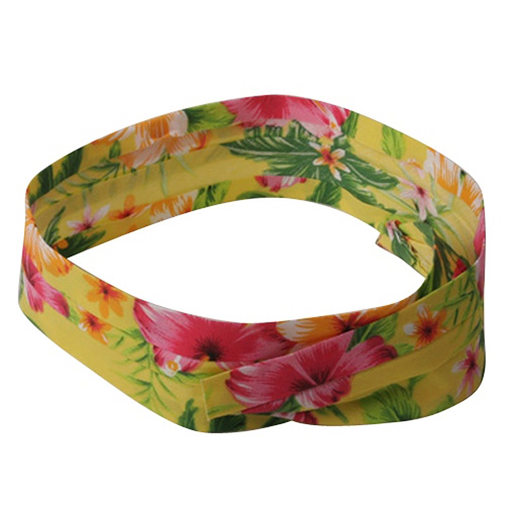MG Pleated Palm Tree And Flower Hat Band-Yellow