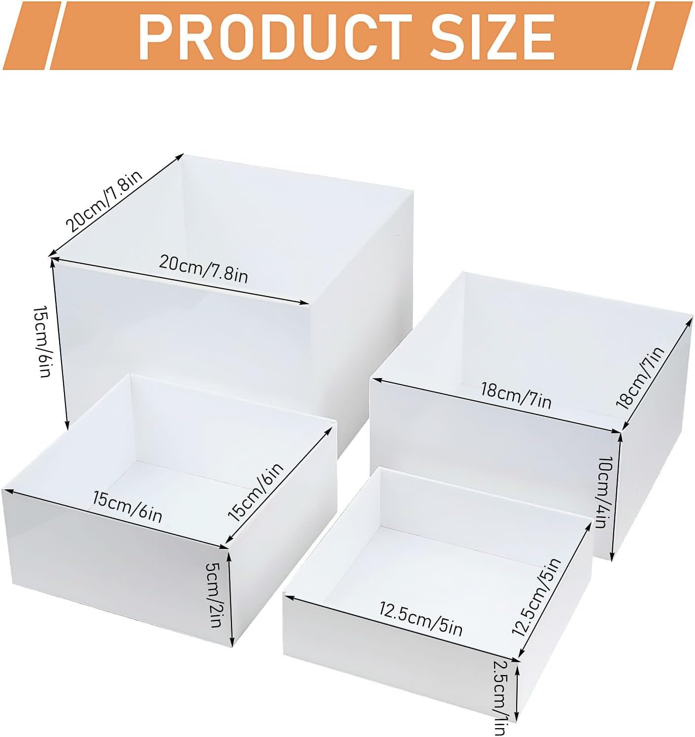 Wakects Lot De 6 Support à Buffet, Presentoir A Gateau Cube Présentoir Acrylique Emboîtable Avec Fonds Creux Pour Desserts, Buffets, Cosmétiques, Pièces De Collection Display (Blanc
