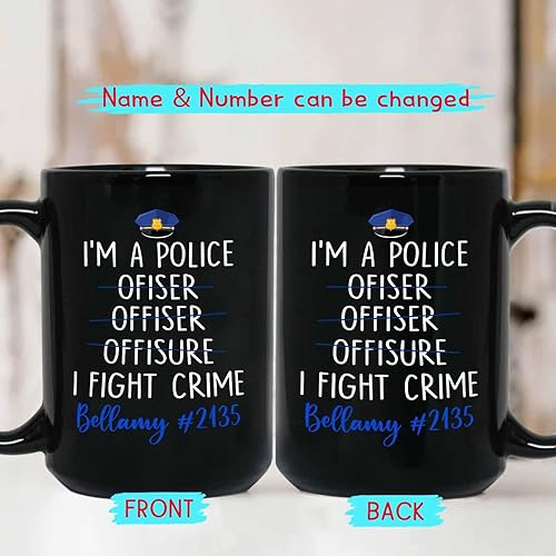 Miniatura 9 de Best Cop Ever - Taza negra de 11 onzas y 15 onzas, taza de té de cerámica personalizada para cumpleaños, taza de café de policía con nombre