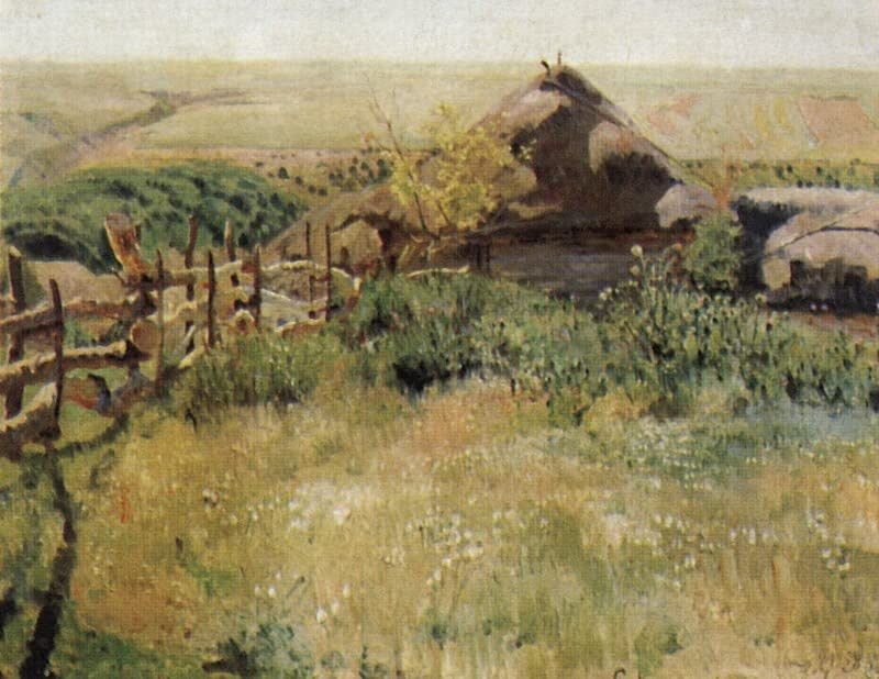 Toile Peinture Murale Village de Spasskoïe par Sergei Arsenievich Vinogradov 60x90cm
