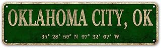 LINStore Oklahoma City, OK City Sign Rustic Vintage Metal Art Wall Decor Office/Home/Classroom 4” x 16”