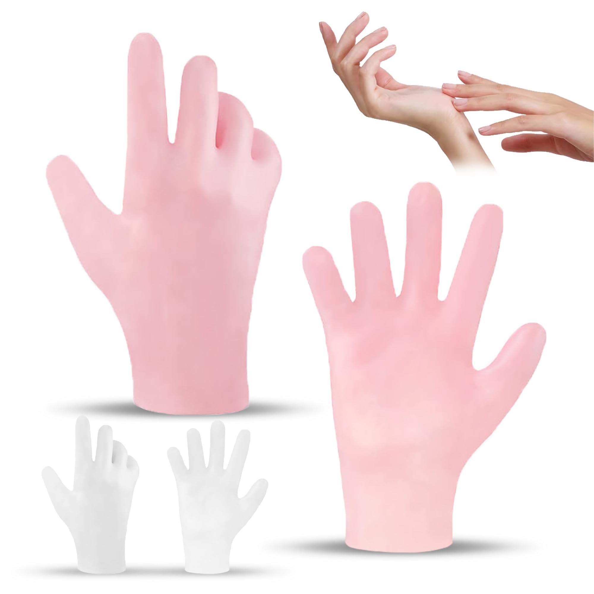 Feuchtigkeitsspendende Silikon Handschuhe Spa Gel Handschuhe Silikon-Schlafhandschuhe  Wiederverwendbare fr Weibliche Handpflege Reparatur Trockene Rissige Raue  Weich Schwieligen (2 Paar rosa & wei) : Amazon.de: Kosmetik