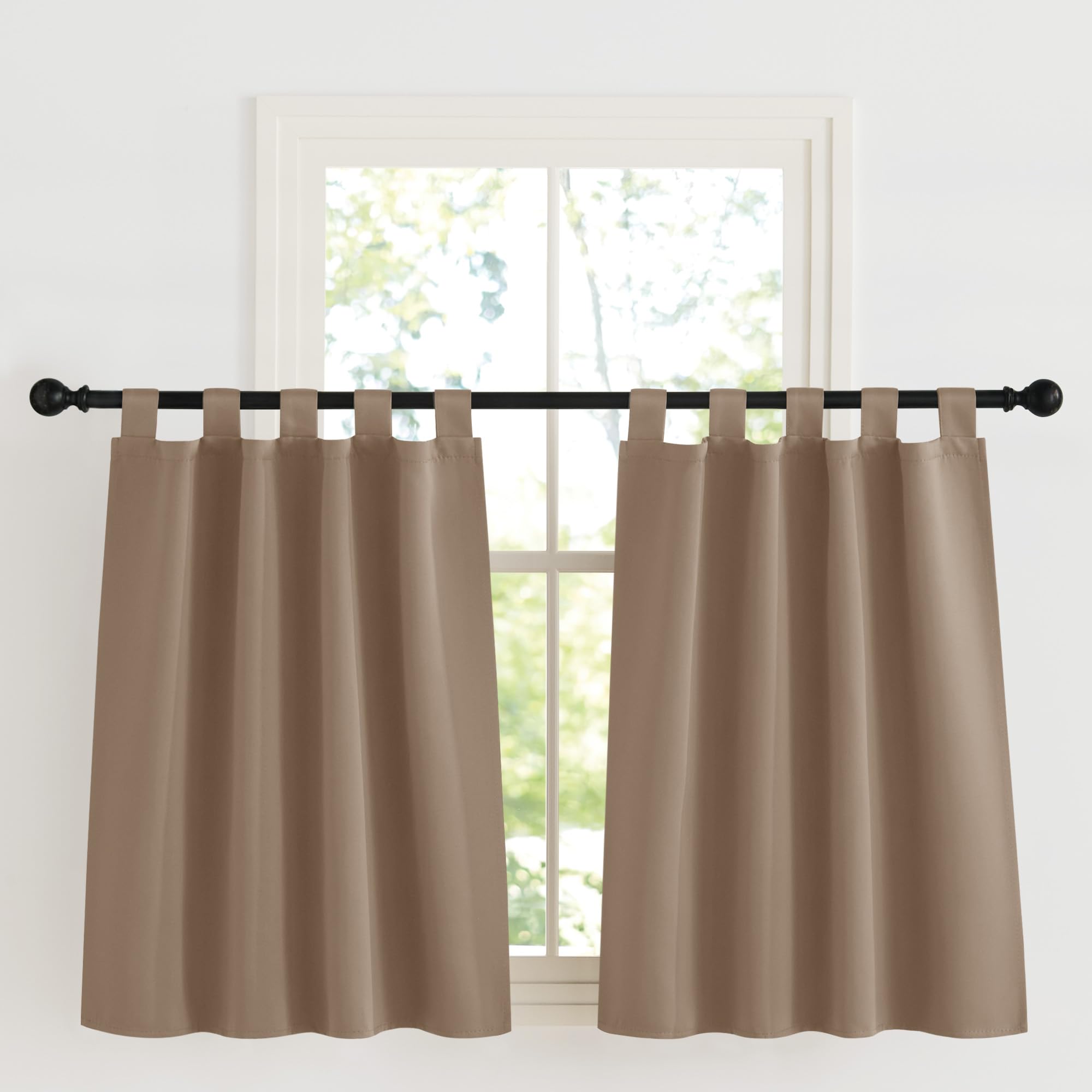 KGORGE Schlaufenvorhang Blickdicht Kurz Schlaufenschal 2er Set Vorhänge Scheibengardinen Modern Vorhang Schlafzimmer Verdunklungsvorhänge Thermo Gardinen Küche