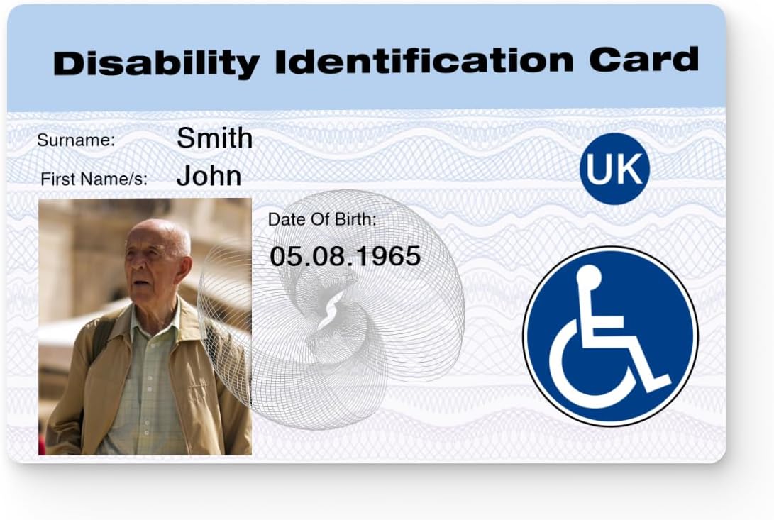 Disability Badge UK Mobility Support ID Card with Photo Handicap