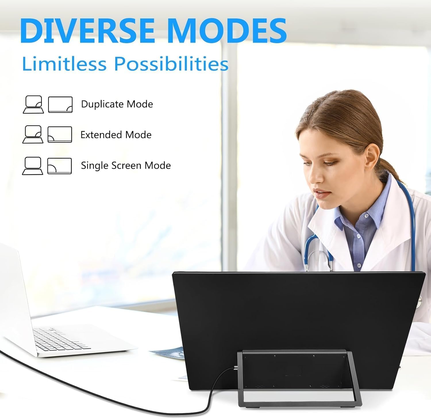 18.5 Zoll Portable Monitor + Sleeve 120Hz 1080P,100% sRGB FHD HDR USB HDMI with VESA Ultra Slim Mobiler Laptop Office Monitor,for Computer Switch Phone Game Devices