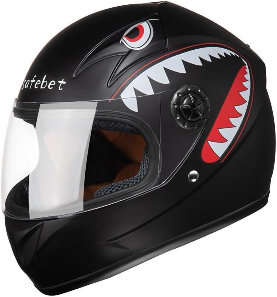 Casco da Moto per Bambini Casco da Moto Integrale con Visiera Adatto per Bambini da 2 a 10 Anni Simpatico Casco da Cartone Animato per Ragazzi e Ragazze per Tutte Le Stagioni