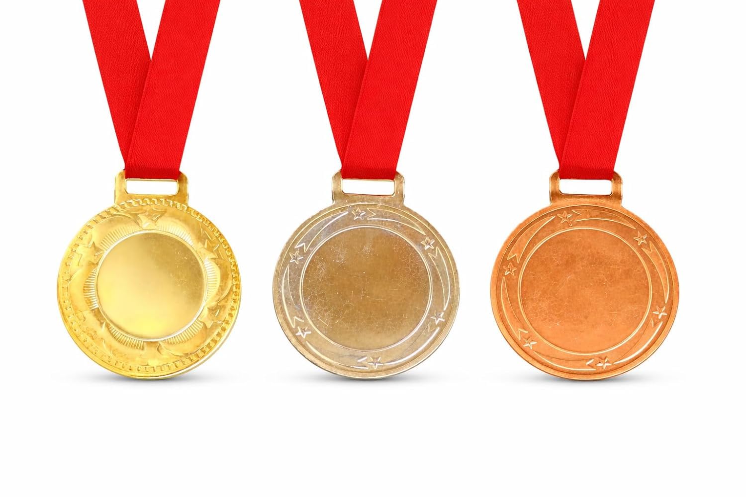 3 PCS Award Medals Set – Gold Silver Bronze with Red Neck Ribbon for Winners, Events & Tournaments – Award Medals for Sports, School & Competitions-picture-32