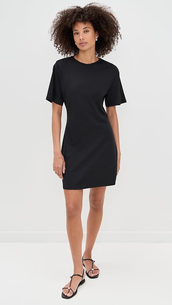 Theory Women's Gather Shoulder Tee Shirt Dress, Black, XXS
