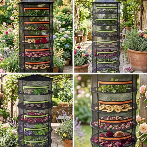 Miniatura 3 de Lngjin Rejilladesecadodehierbas Colgante De Malla De 8 Capas,Estantedesecadodehierbas,Red De Secado De Hierbas, Colgante, Con Cremallera, Adecuado Para Hierbas, Frutas, Flores Y Verduras, Etc.
