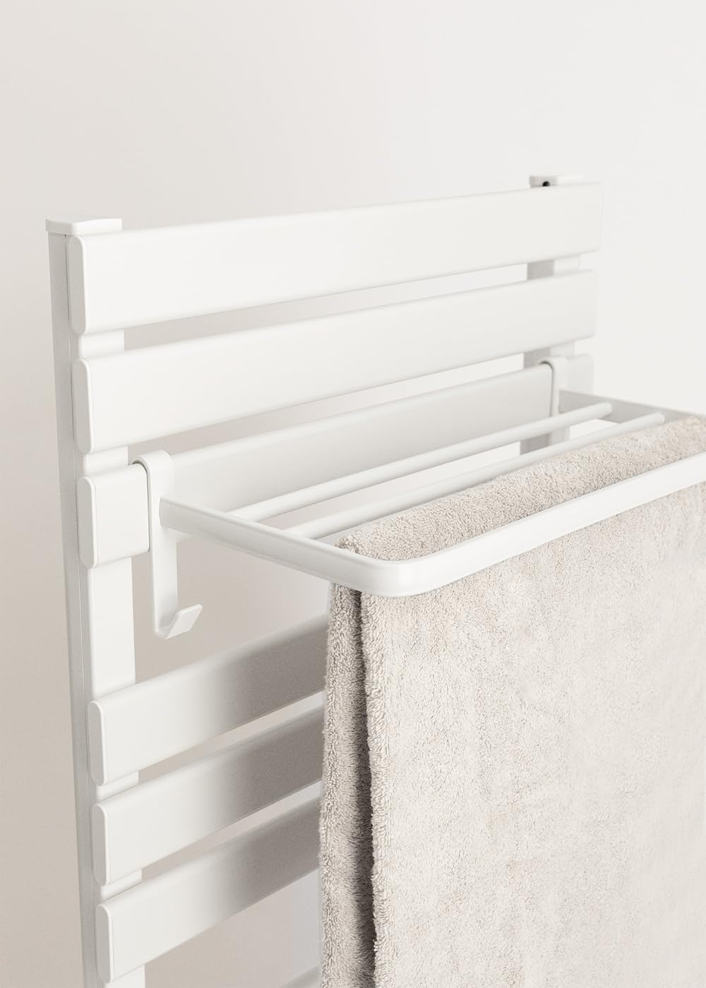 CREATE / Warm Towel 500W / Scaldasalviette Bianco con ripiano / 96,9x5x55 cm/per Pavimento o Parete, Timer, Schermo LCD, Basso consumo, termostato