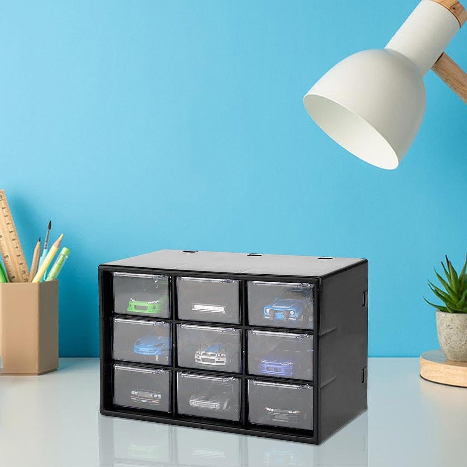 BNF® Desktop Storage Box with 9 Clear Drawers for Small Parts 1:64 Model Car Home Black|Home & Garden |Household Supplies & Cleaning|Home Organization|Storage Boxes 1