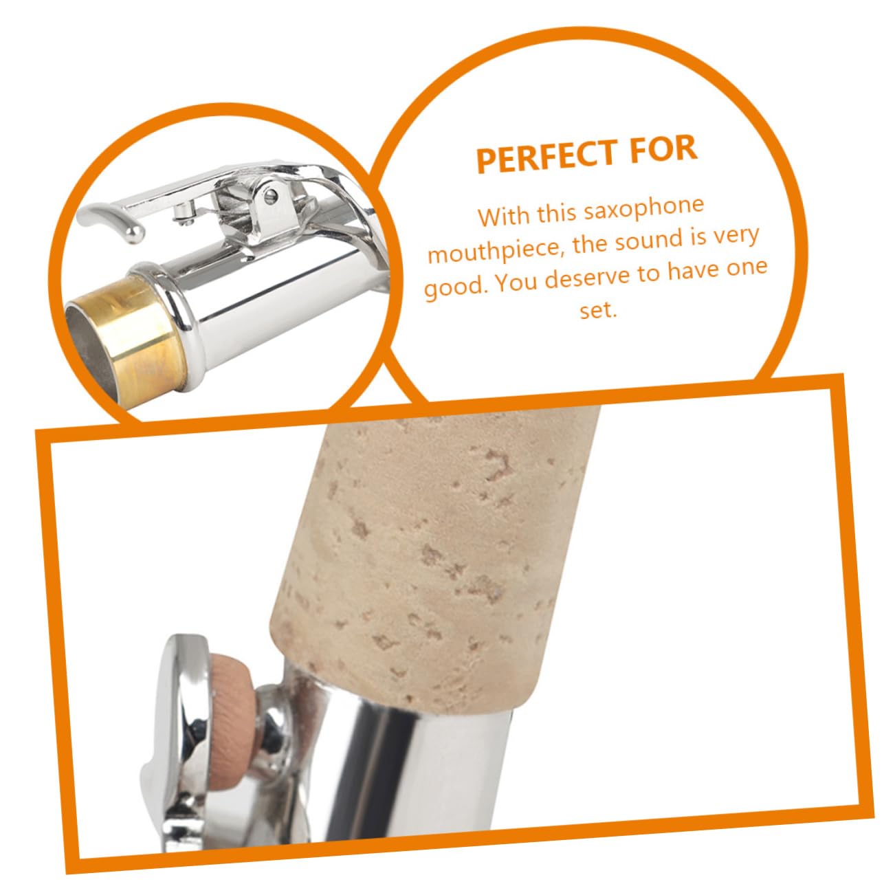 Set Sax Soprano 2 Pezzi Collo Dritto e Curvo, Argento | Rame e Sughero, Superficie Liscia senza Bave, per Studenti e Insegnanti, Uso Musicale
