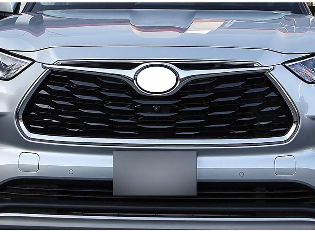 For Toyota Highlander 2020 2021 2022 2023 2024 2025 2026 Front Grill Grille Mesh Cover Trims (Chrome)