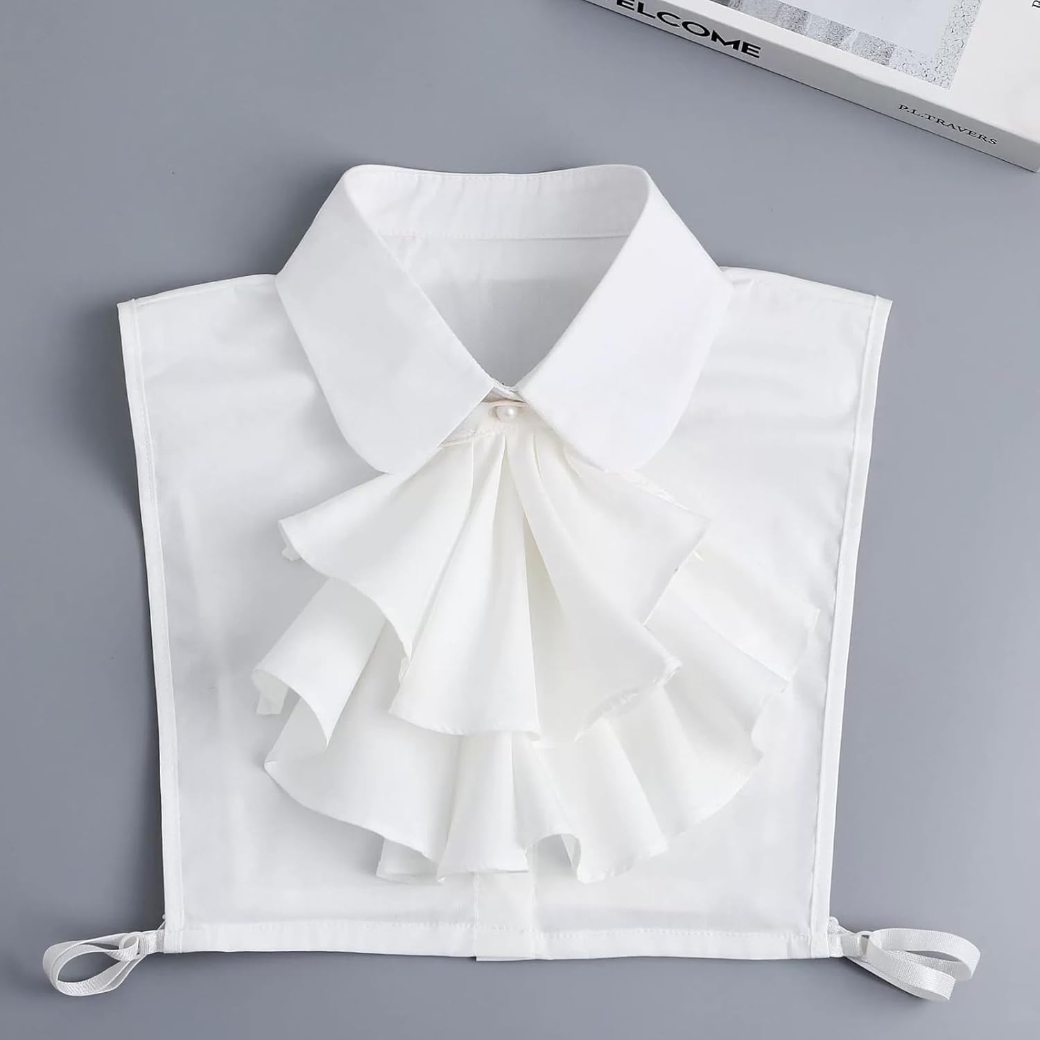 XEPST Detachable Fake Collar Women’s Dickey Collar Victorian Blouses for Women Colonial Costume European Vintage Palace Adjustable Half Shirt Collars White - Image 7