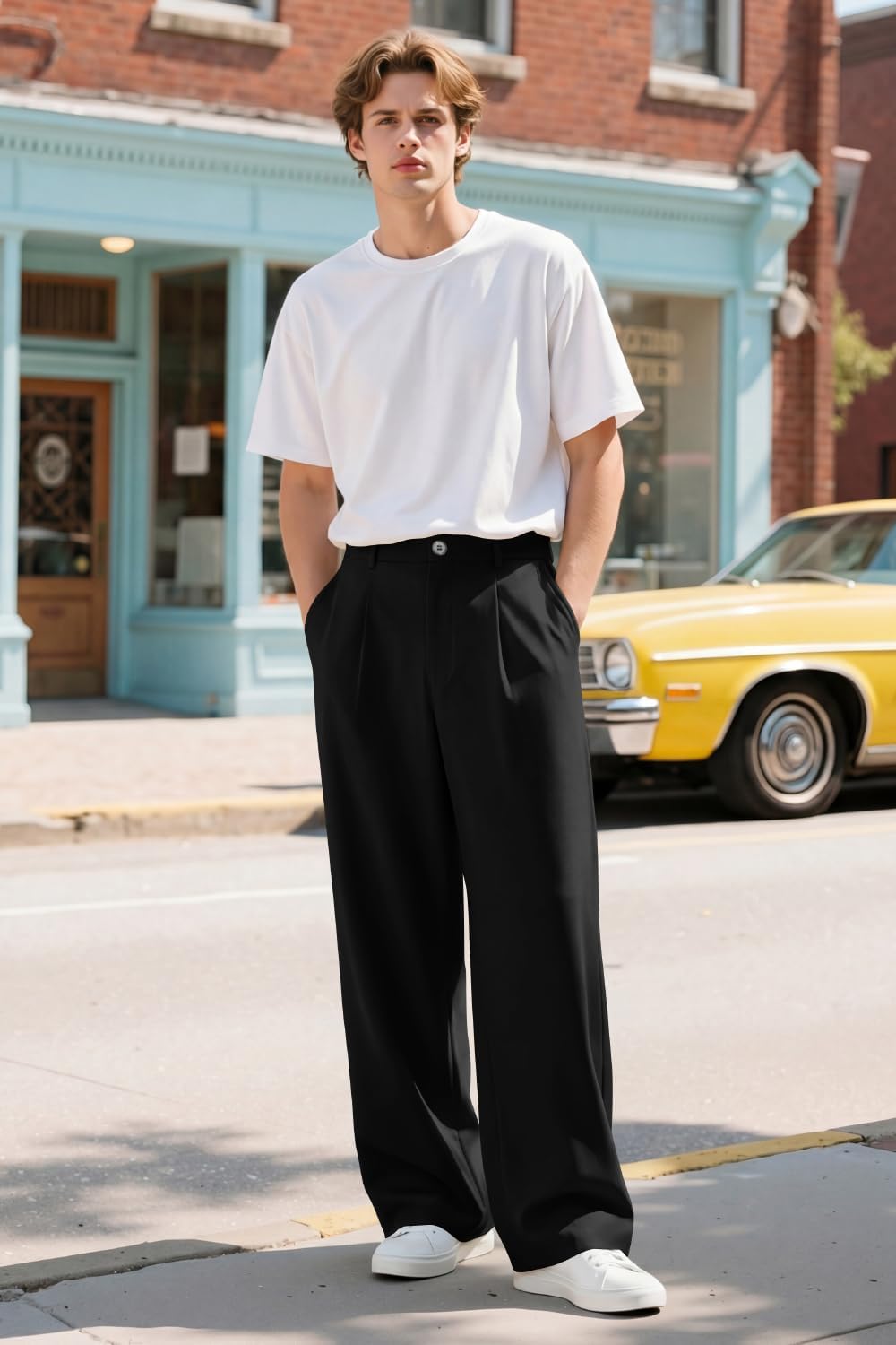 Heyfanee Mens Casual Pants Loose Fit Slacks for Men with Belt Loops - Image 6