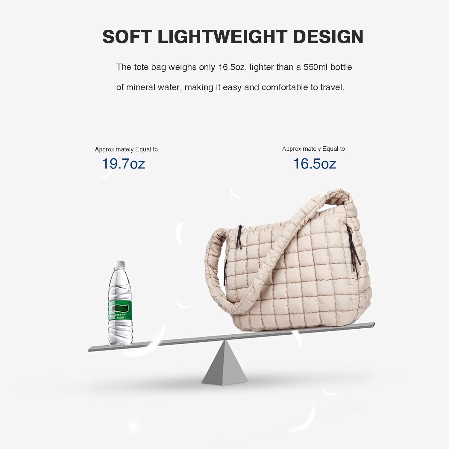 Quilted Puffer Tote Bag for Women Large Puffy Carryall Crossbody Shoulder Purse, Lightweight Travel Nylon Hobo Bag - Image 3