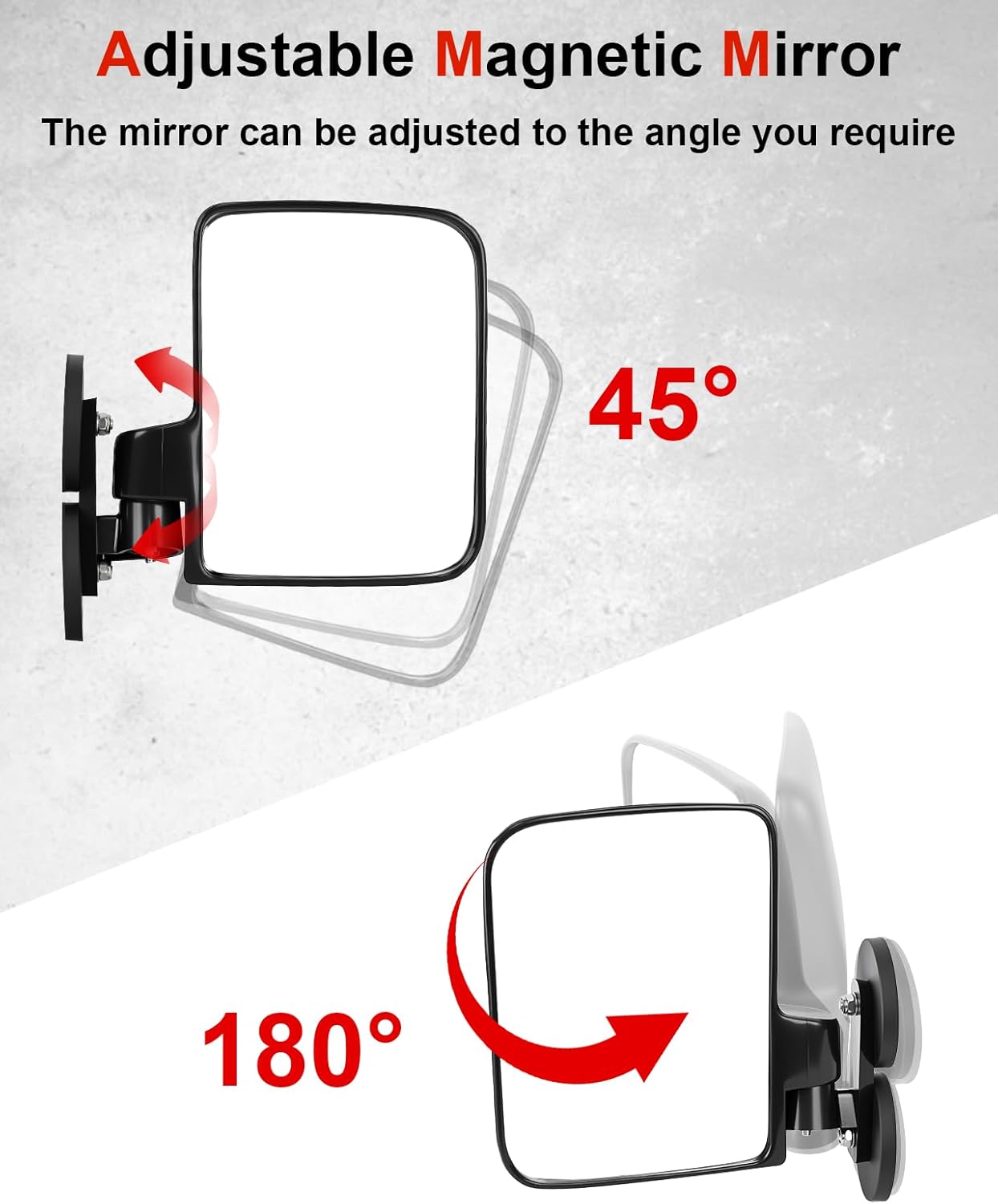 StarknightMT Magnetic Tractor Mirror, 176 LBS Universal Adjustable Side View Mirror Compatible for Tractors, Forklifts, Snow Plows on Smooth Surfaces, Compatible with Kubota Toyota Mahindra