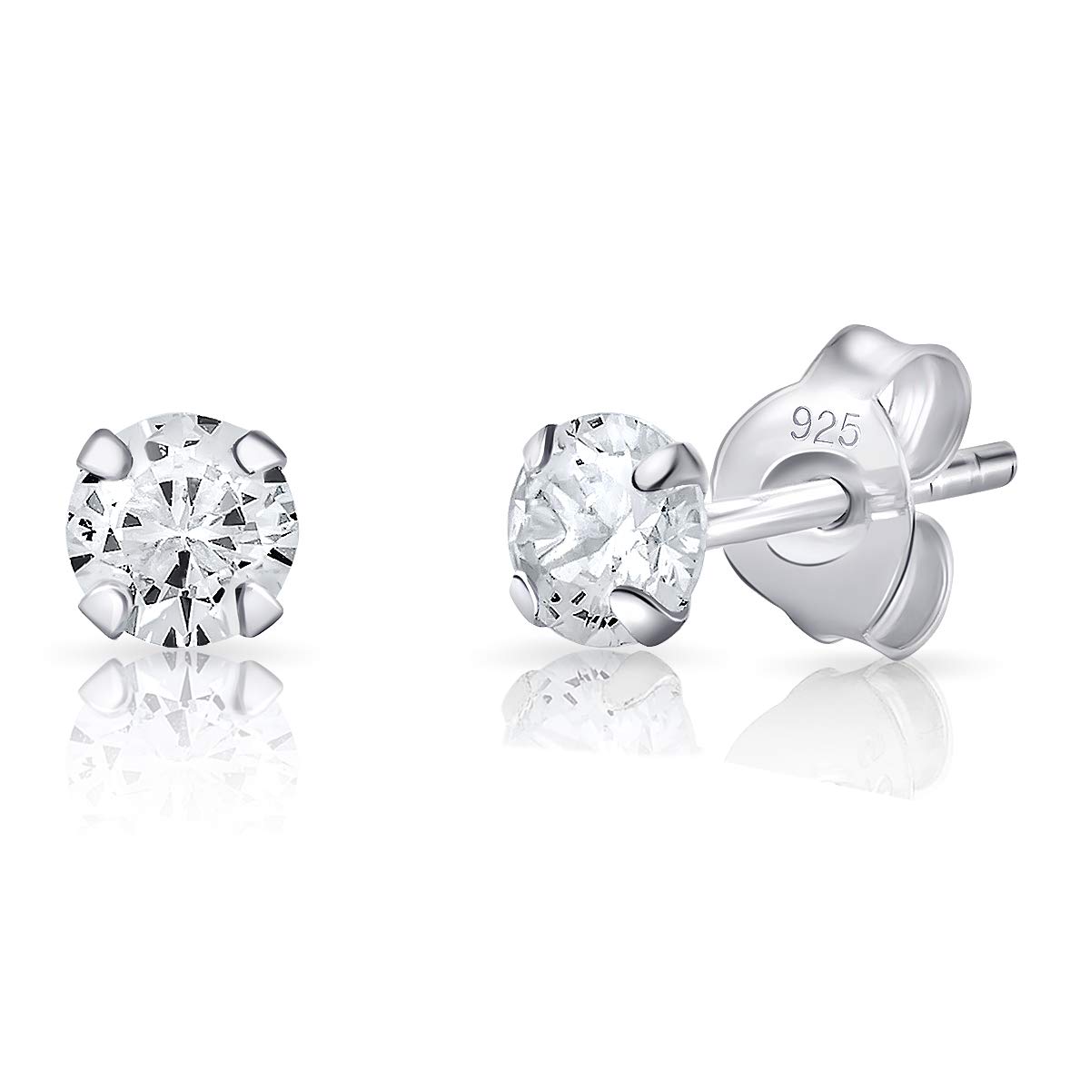 DTPsilver Pendientes Circonita Plata - Pendientes Mujer Plata de Ley 925 - Pendientes Hombre Diamante - Pendientes Brillantes Mujer - Pendientes Plata de Ley 925 - Aretes de Plata - Aretes de Plata Mujer