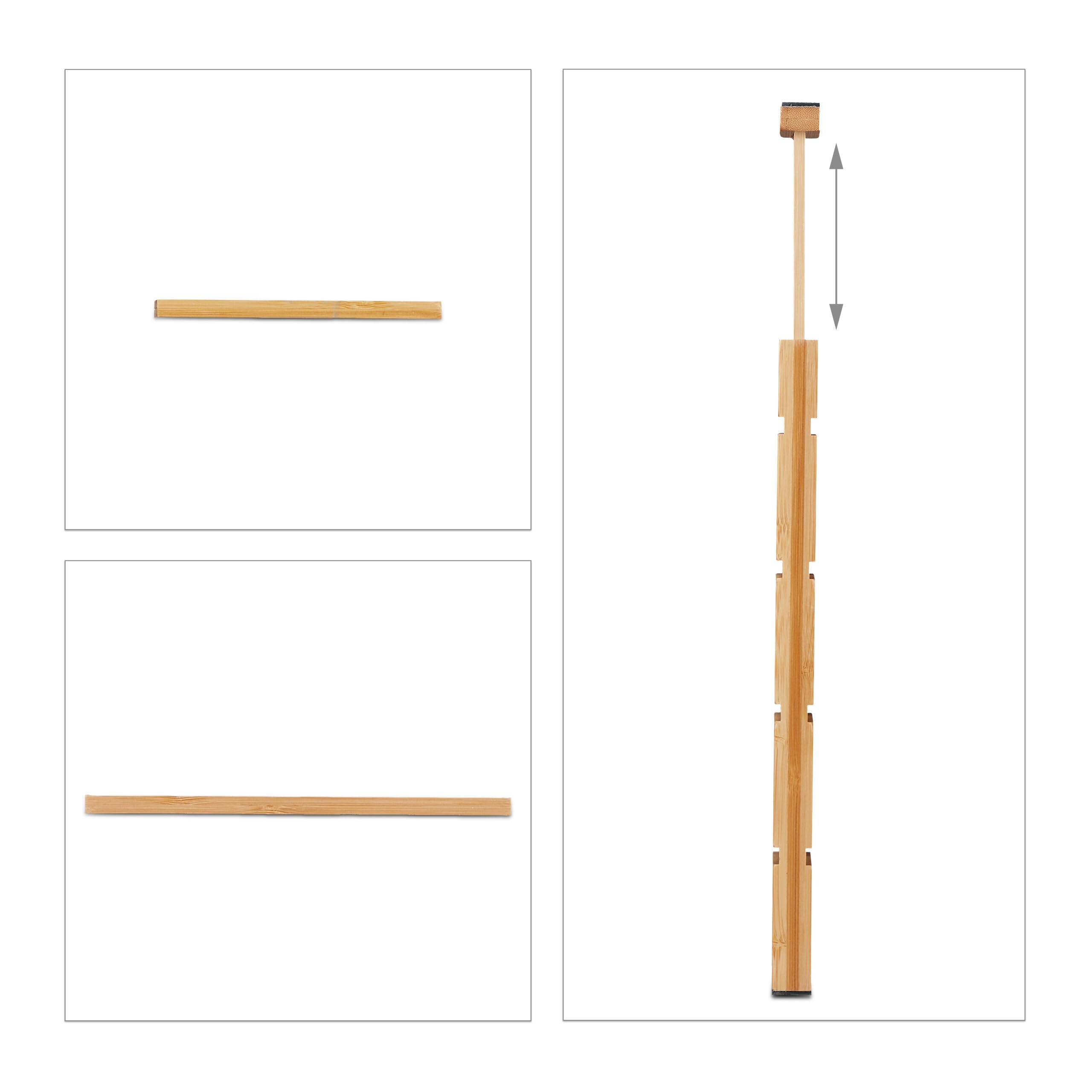 Relaxdays Pack Separadores de Cajones de Bambú L, Set de 10, Largo Ajustables de 34 a 44 cm, Bambú, Cocina, Natural