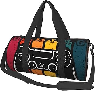 Retro Video Game Gym Duffle Bag Foldable Gaming Joystick Lightweight Carry On Weekender Travel Duffel Bags Sport Bags For Fitness Yoga Beach Swim Men Women