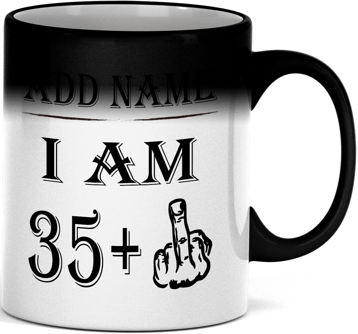 Mr Jeans LTD 36th Birthday Funny Magic Mug - Personalised Mug/Cup - Add Name - I am 35 Plus one Coffee Mug Gag Party Idea as a Joke Celebration Thirty Adult Mug โ image 1
