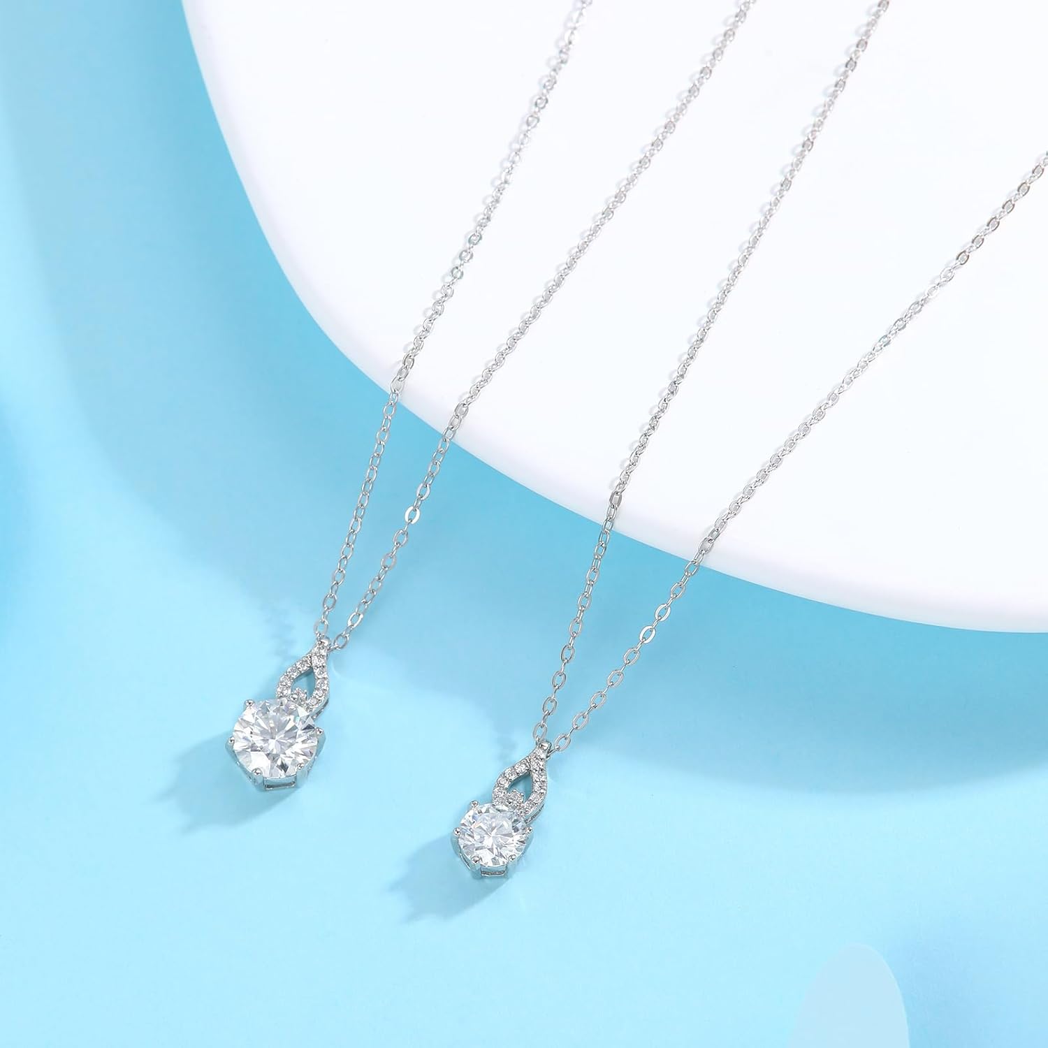 Moissanite Necklace for Women, Solitaire Lab Created Diamond Pendant, 925 Sterling Silver Necklace, GRA Certified, Gifts for Women Wife Mom Jewelry, 16+2 inch - Image 6