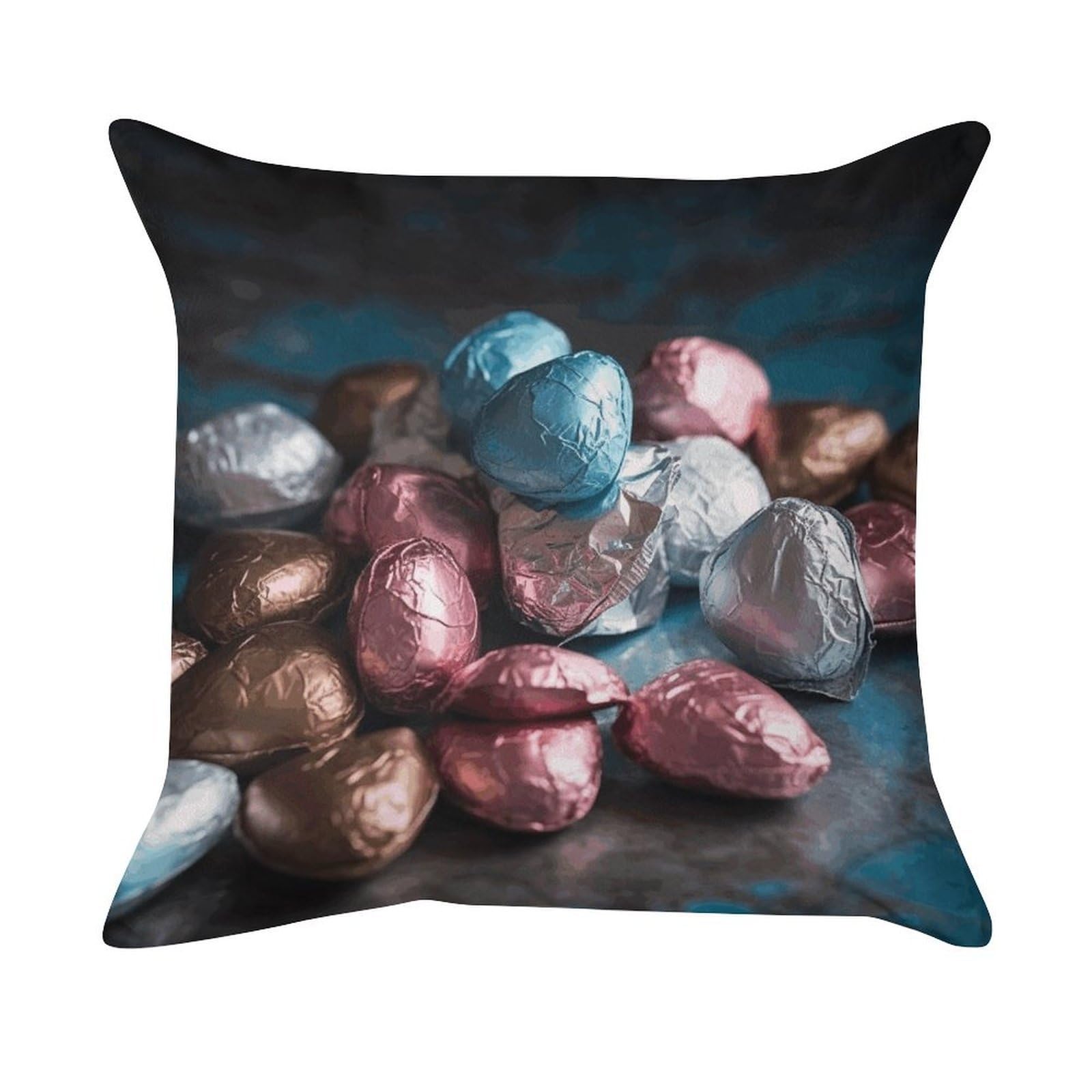 FekiLoot Valentine's Day Candy Pillowcase Velvet Throw Pillow Cover Ultra Soft Lumbar Pillow Shells Square Cushion Cases with Zipper Luxury Cozy Pillows Shams for All Seasons