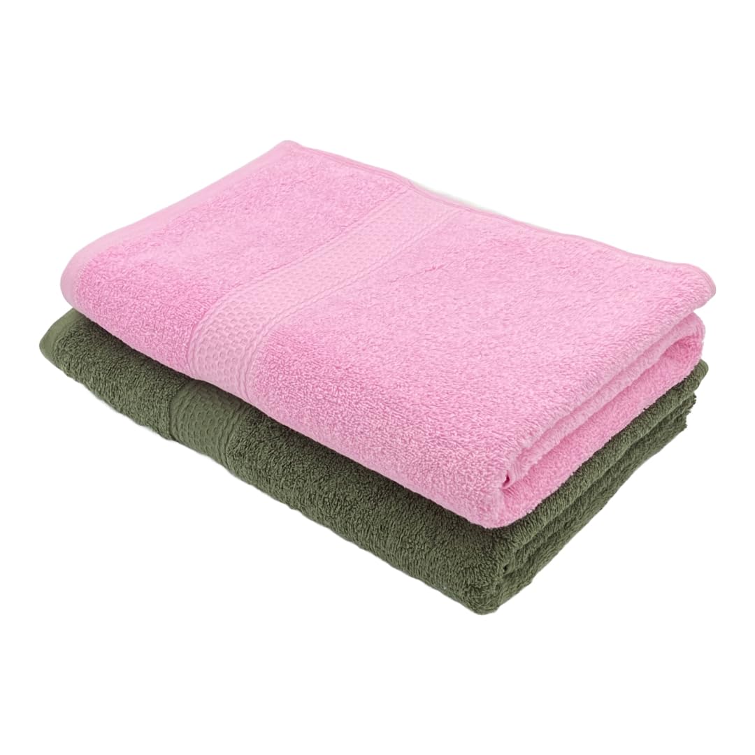 PatPug 100% Indian Ultra Soft Cotton 380 GSM Highly Absorbent, Fade Resistant Large Bath Towel (Sweet Pink and Olive Green) (B0CWYT9PVQ) Amazon Price History, Amazon Price Tracker